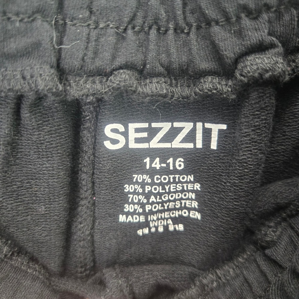 Sezzit Boys Sweat Shorts Size 14-16 Black Cotton Blend Drawstring Pockets Youth - Picture 4 of 5